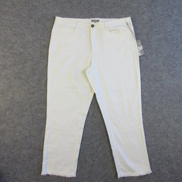 Habitat Womens White Denim Jeans 14 Stretch Slim Leg Casual Fray Classic 380 - Picture 1 of 15